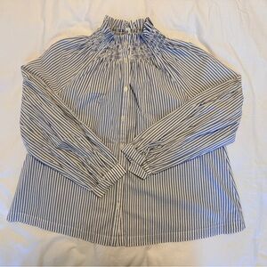 GAP Striped Button Up with Ruffled Collar